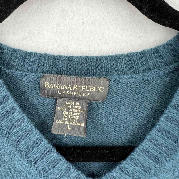 Banana Republic Sweater Mens Blue Cashmere V Neck Long Sleeve Size Large - Picture 5 of 8
